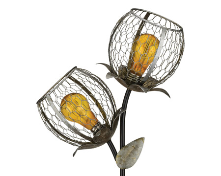 Real Art & Gifts&reg; Round Edison Solar Flower Stake