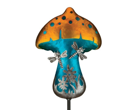 Real Art & Gifts&reg; Fantasy Dragonfly Mushroom Solar Stake