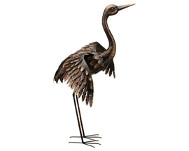 Real Art & Gifts&reg; 41 in. Bronze Crane Statue Wings Out 
