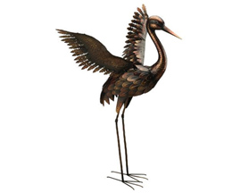 Real Art & Gifts&reg; 41 in. Bronze Crane Statue Wings Up