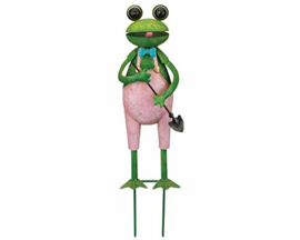 Real Art & Gifts&reg; 15 in. Pink & Green Frog Stake