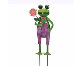 Real Art & Gifts&reg; 15 in. Purple & Green Frog Stake