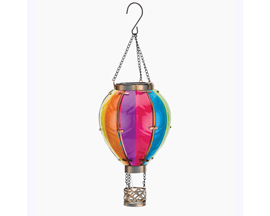 Real Art & Gifts&reg; Small Multi Bright Rainbow Hot Air Balloon Solar Lantern
