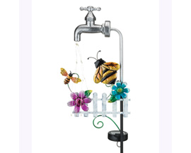 Real Art & Gifts&reg; Solar Stake Metal Faucet - Bee