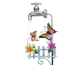Real Art & Gifts&reg; Solar Stake Metal Faucet - Butterfly