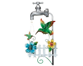 Real Art & Gifts&reg; Solar Stake Metal Faucet - Hummingbird