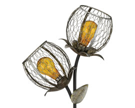 Real Art & Gifts&reg; Round Edison Solar Flower Stake