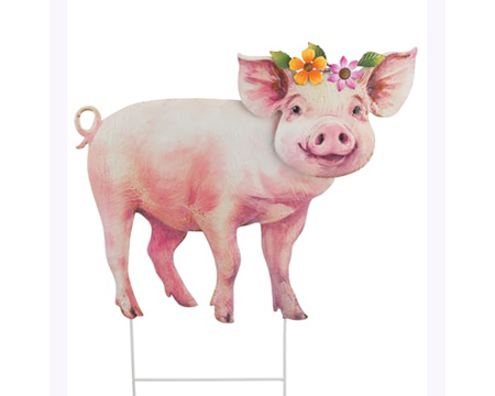 Regal Art & Gift&reg; Decorative Metal Farm Garden Stake - Backyard Piggy
