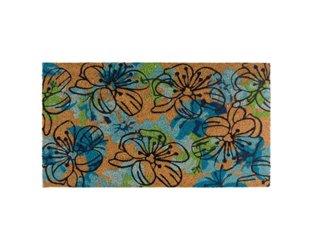 Regal Art & Gift&reg; 18 in. X 30 in. Blue Flowers Doormat