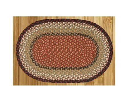 Earth Rugs&reg; 20X30 in. C-19 Burgundy Mustard Oval Braided Rug