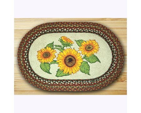 Earth Rugs&reg; 20X30 in. Op-300 Oval Patch Rug - Sunflowers
