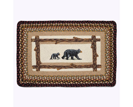 Earth Rugs&reg; 20X30 in. PP-319 Burgundy Mama Bear Baby Bear Oblong Patch Rug