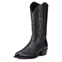 Ariat Men's Heritage R Toe Western Boot in Black Deertan