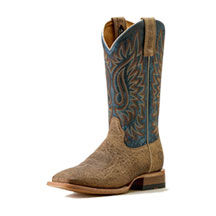 Ariat&reg; Men's Gold Point Wide Square Toe Cowboy Boot - Earth Brown Bisoniroyal Blue
