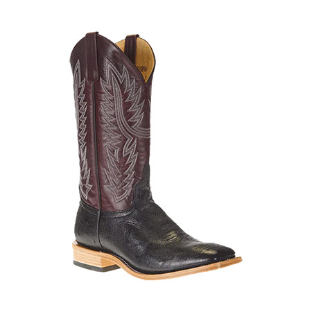 HORSE POWER BLACK SMOOTH OSTRICH BOOT WITH WINE PULL UP