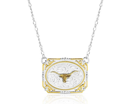 Montana Silversmiths&reg; Western Buckle Necklace with Longhorn