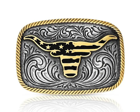 Montana Silversmiths&reg; Western Patriotic Longhorn Buckle