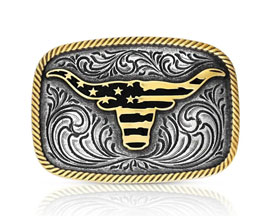 Montana Silversmiths&reg; Western Patriotic Longhorn Buckle