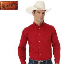 Wrangler® Painted Desert Red Long Sleeve Shirt