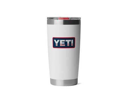 YETI&reg; 20 oz Rambler Tumbler with MagSlider Lid - White with Patriotic Badge
