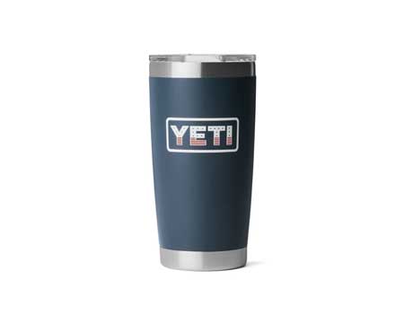 YETI&reg; Rambler 20 oz Tumbler with MagaSlide Lid - Navy with Patriotic Badge