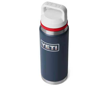YETI&reg; Rambler 26 oz Water Bottle - Navy/White/Patriotic Badge