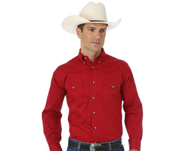 Wrangler® Painted Desert Red Long Sleeve Shirt
