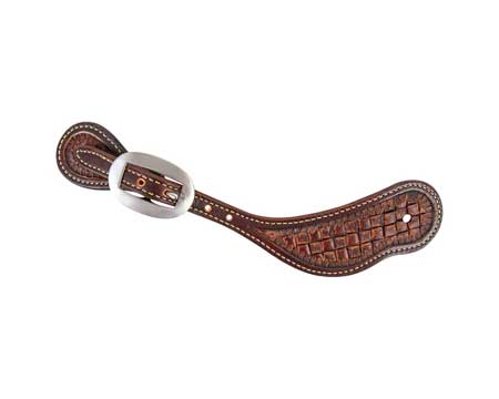 Martin Saddlery Weave Tooled Spur Straps - Weathered Antique
