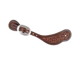 Martin Saddlery Weave Tooled Spur Straps - Weathered Antique