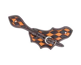 Oak Leaf Spur Straps with Dyed Edge and Quilted Tooling Patches
