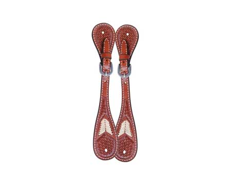 Oxbow Basket Stamped Rawhide Spur Strap