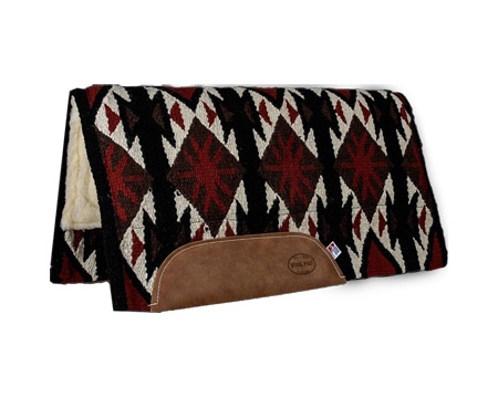 Mustang&reg; Tejas Tan Wool Felt Bottom Saddle Pad - Red/Black