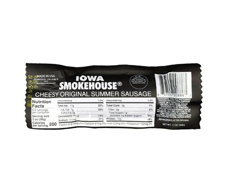 Iowa Smokehouse&reg; 11 oz. Summer Sausage - Cheesy Original