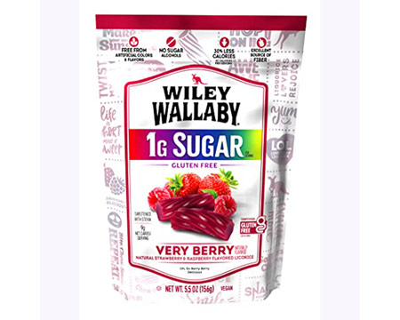 Wiley Wallaby&reg; 5.5 oz. Low Sugar Licorice Pouch - Very Berry