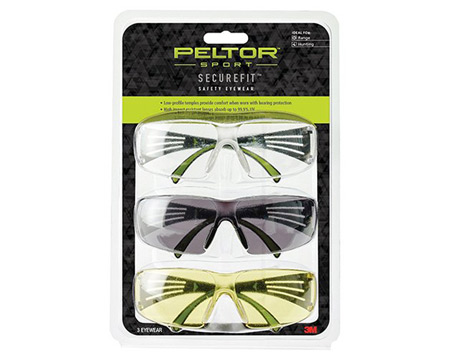 Peltor&reg; Sport SecureFit� 3 Pack Eye Protection Glasses - Clear, Amber, Gray