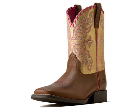 Ariat&reg; Youth Sundown Wide Square Toe Western Boot - Georgia Clay / Royal Gold Metallic