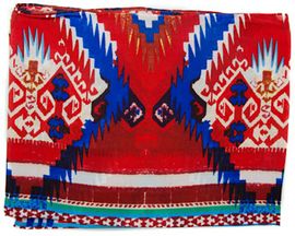 Aztec Wild Rag - Red/Blue Silk Scarf