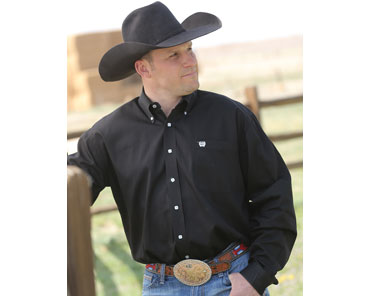 Cinch® Men's Button-Down Long Sleeve Western Shirt - Solid Black