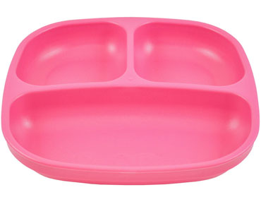 Re-Play® 7 in. Recycled Plastic Divided Plate - Bright Pink