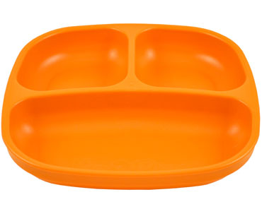 Re-Play® 7 in. Recycled Plastic Divided Plate - Orange
