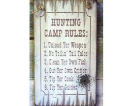"Hunting Camp Rules" Wooden Sign