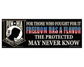 Eagle Emblems 3-1/4" x 9" POW-MIA "Freedom Has a Flavor" Sticker