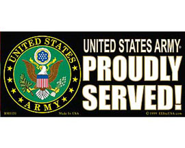 Eagle Emblems 3" x 6-1/2" "U.S. Army - Proudly Served" Sticker