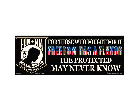 Eagle Emblems 3-1/4" x 9" POW-MIA "Freedom Has a Flavor" Sticker