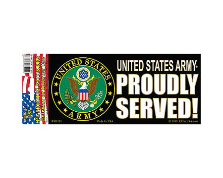 Eagle Emblems 3" x 6-1/2" "U.S. Army - Proudly Served" Sticker