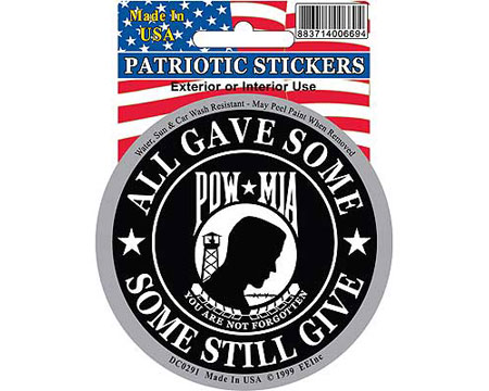 Eagle Emblems 3-1/4" Round POW-MIA Sticker