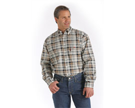 Cinch® Men's WRX Fire Resistant Brown Plaid Twill Long Sleeve Work Shirt