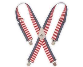 Custom LeatherCraft® Heavy-Duty Elastic Suspenders - USA Flag Print