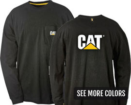 CAT Men's Pocket Trademark Banner Long Sleeve Tee