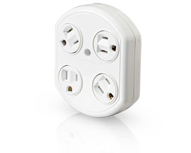360 Electrical Rotating Adapter - 4 Outlets
